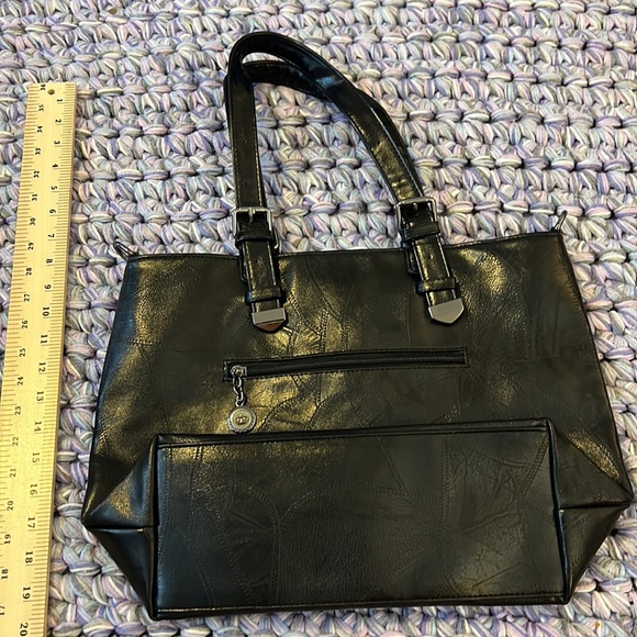 💗👛DESIGNER HANDBAG PURSE👛💗BAG BIG HUGE LARGE NWOT BLACK LEATHER👀LOOK - Picture 7 of 14